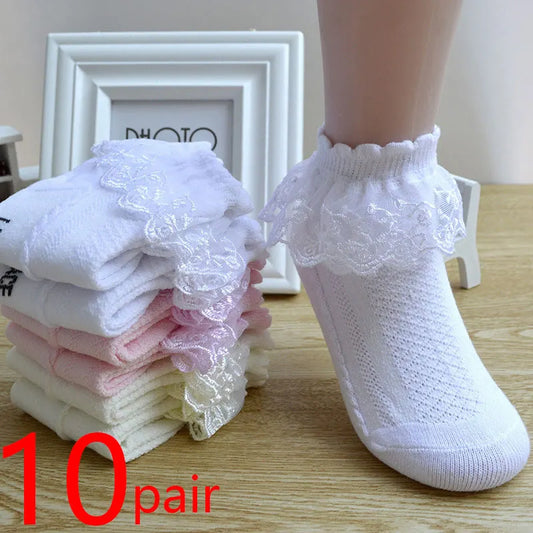 10 Pairs/lot Baby Girls Kids Socks Lace Ruffle Princess