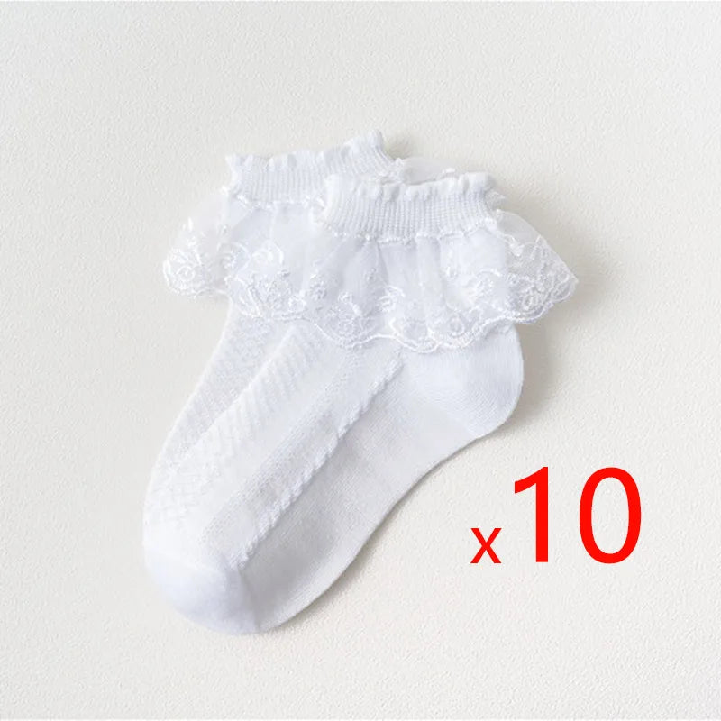 10 Pairs/lot Baby Girls Kids Socks Lace Ruffle Princess