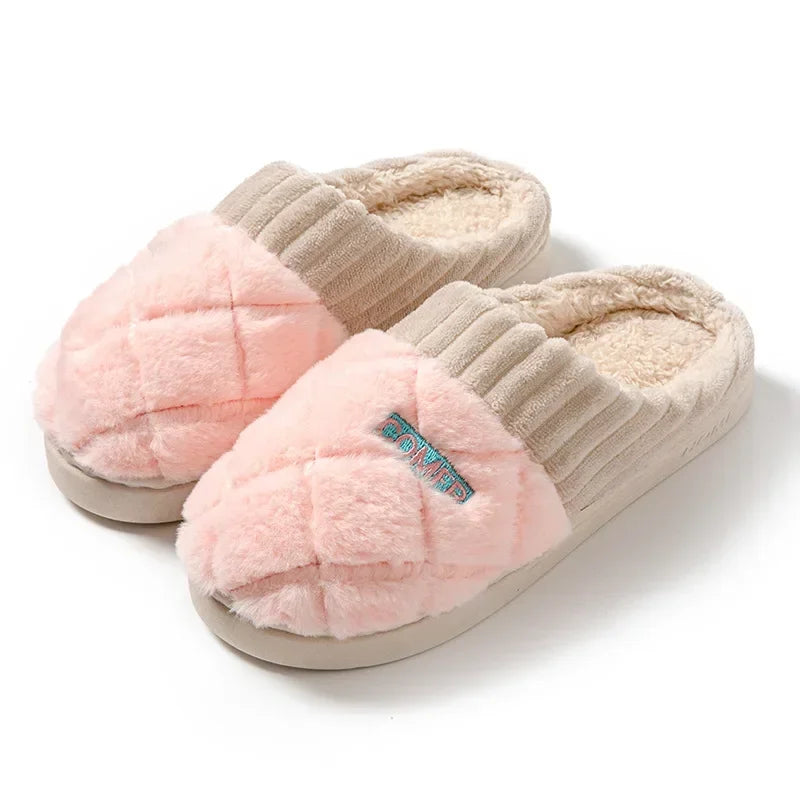 Winter Short Plush Warm  Cotton Slippers