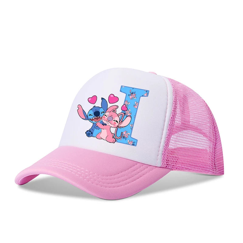 Stitch Disney Boys Girls Baseball Caps Letters A-Z