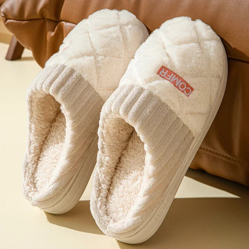 Winter Short Plush Warm  Cotton Slippers