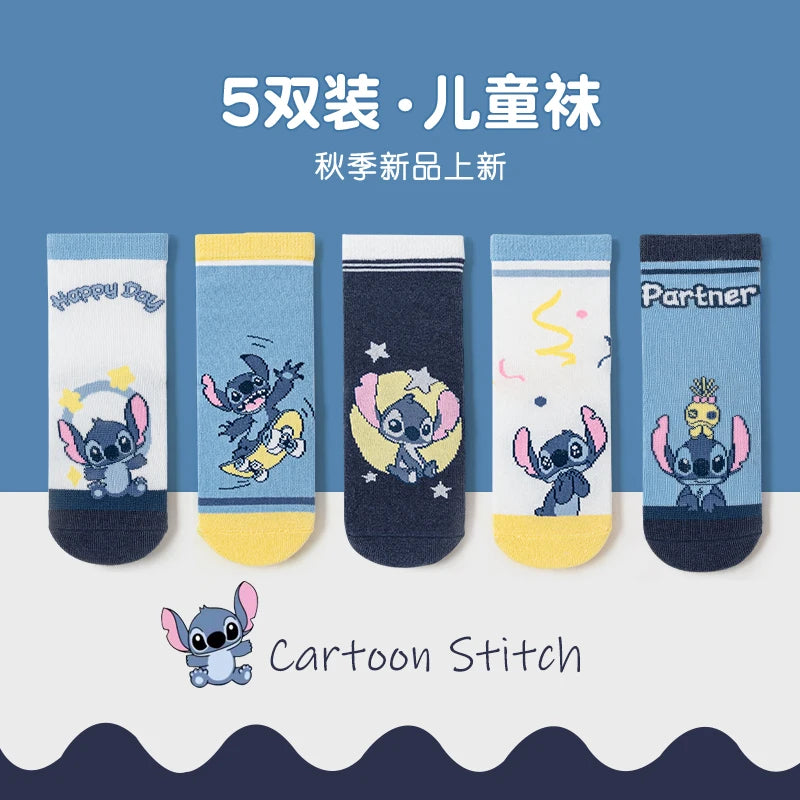 5 Pairs Children Socks Cartoon Stitch