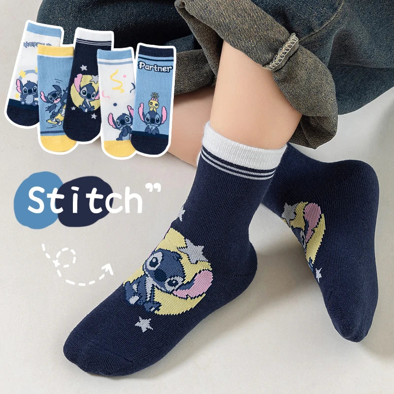 5 Pairs Children Socks Cartoon Stitch