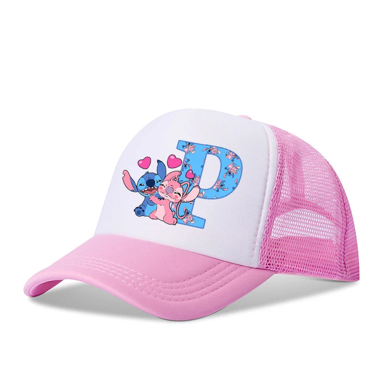 Stitch Disney Boys Girls Baseball Caps Letters A-Z