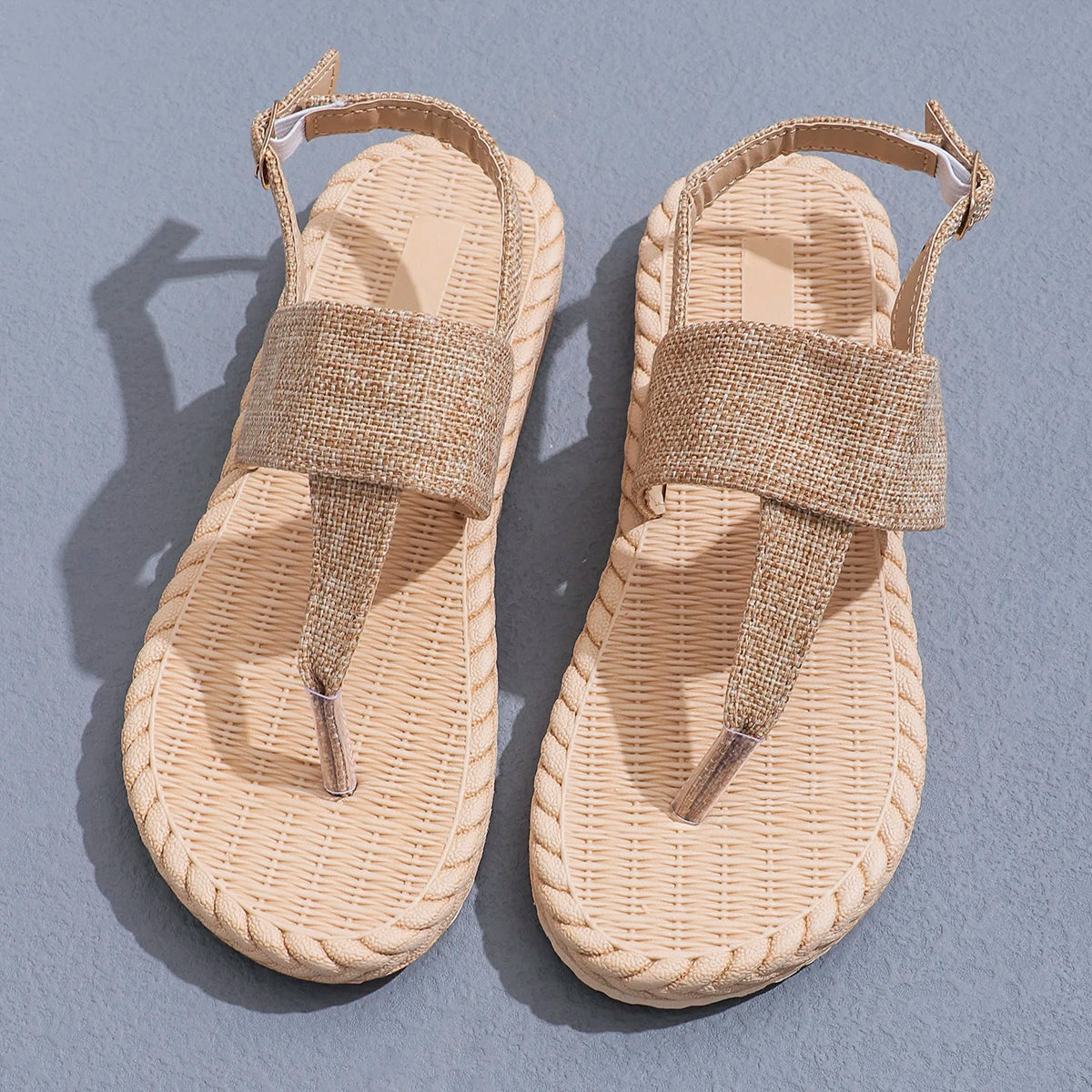 Women's Fashion Non-Slip  Comfortable Soft Soled Linen Strap Sandals