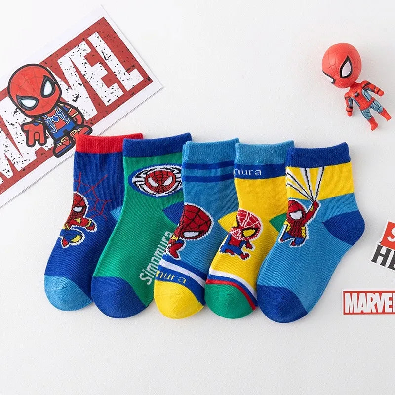 5 Pairs Autumn Winter Spiderman Children's Socks