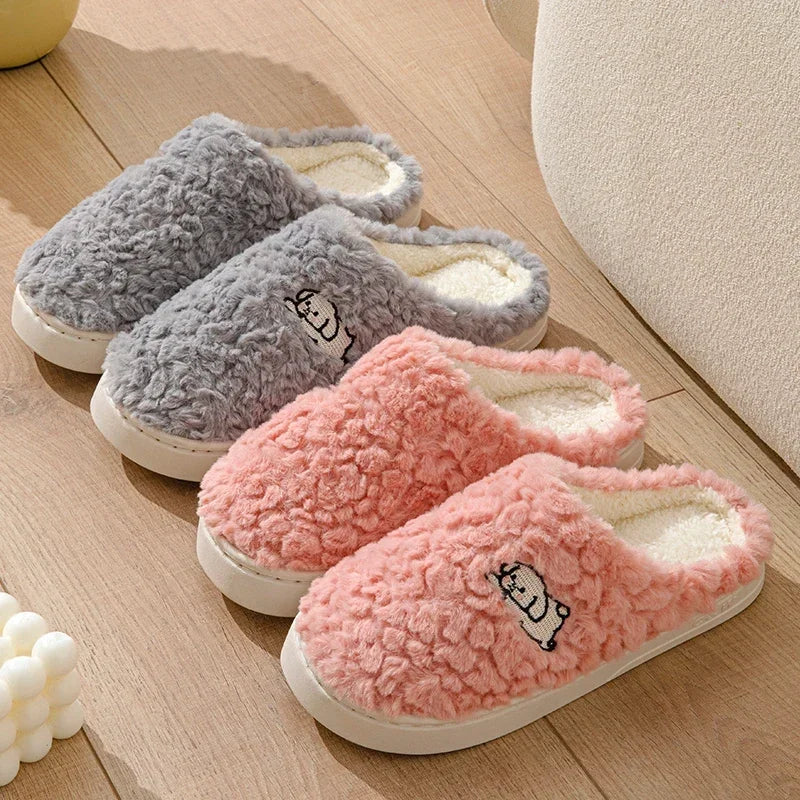 Winter Plush Warm Women Cotton Slippers