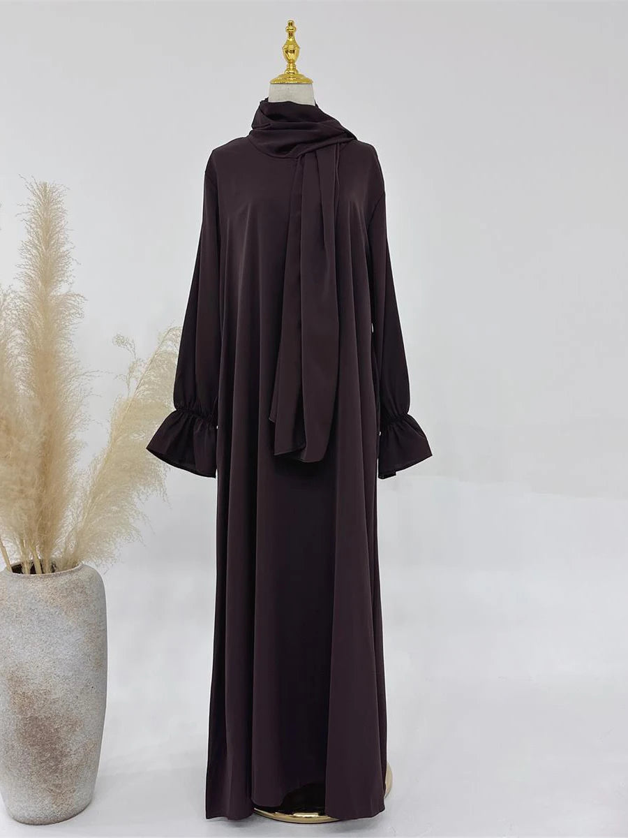 Dubai Dresses With Headscarf Flare Sleeve