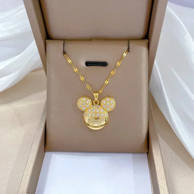 Mickey Mouse Studded with Zircon Necklace