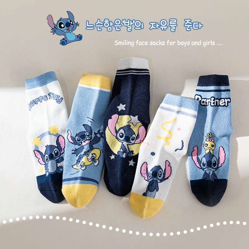 5 Pairs Children Socks Cartoon Stitch