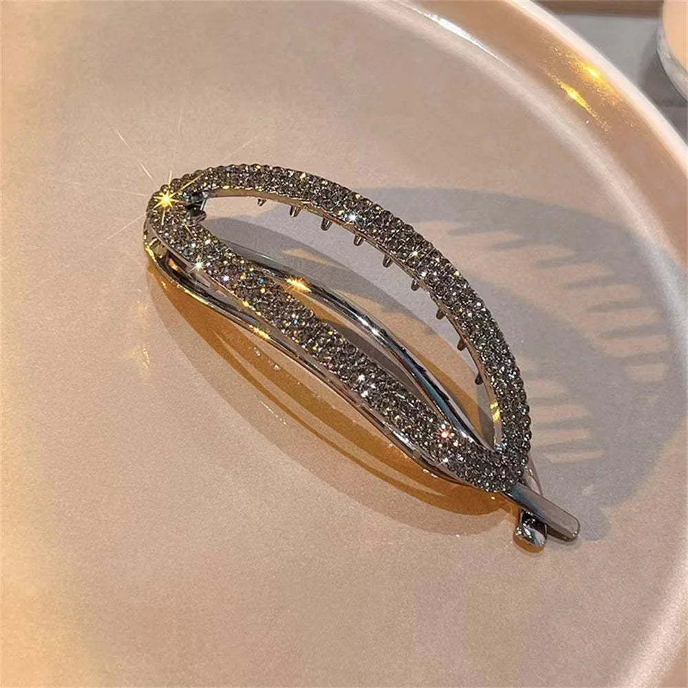 Shiny Rhinestone Hair Clips Metal