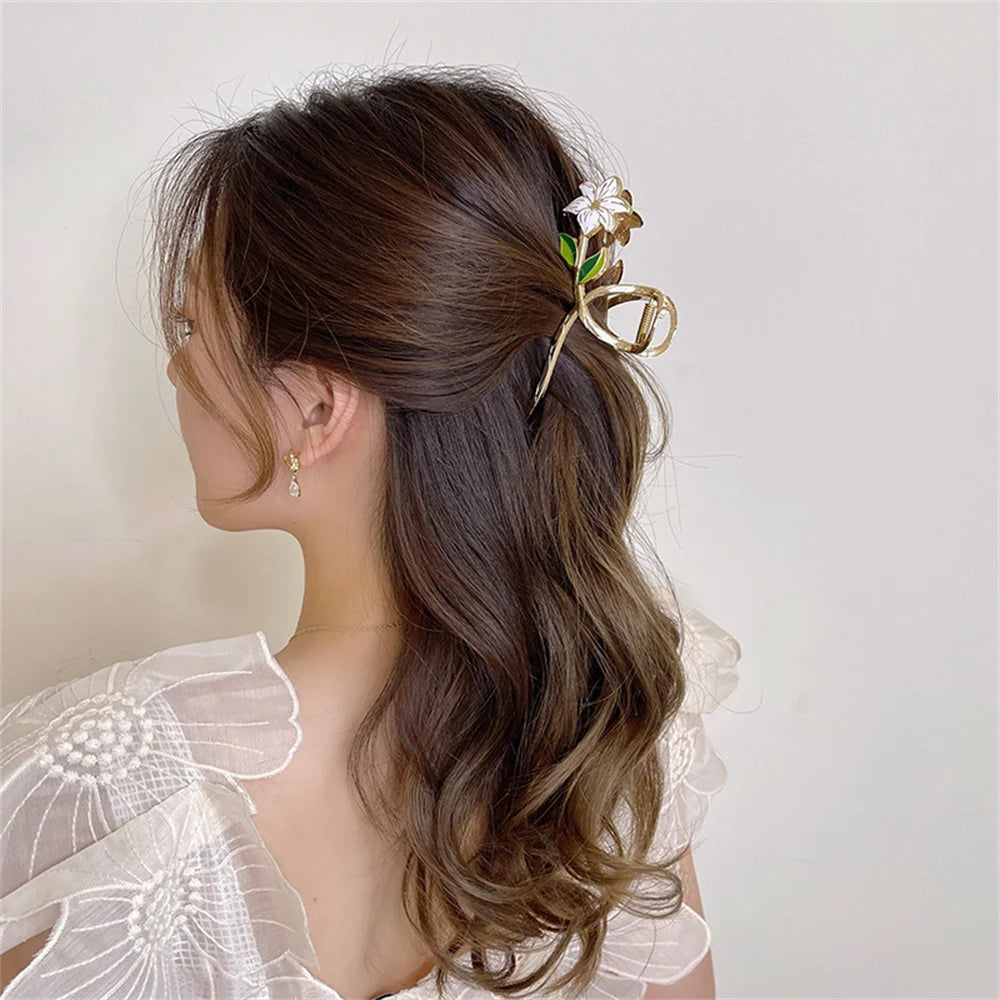 Fashion Flowers Hollow Metal Hair Claw