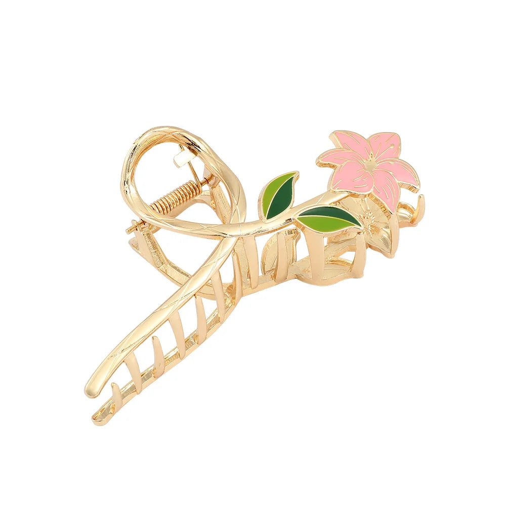 Fashion Flowers Hollow Metal Hair Claw