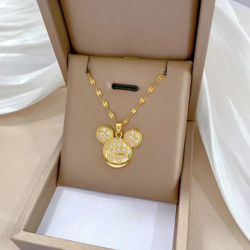 Mickey Mouse Studded with Zircon Necklace