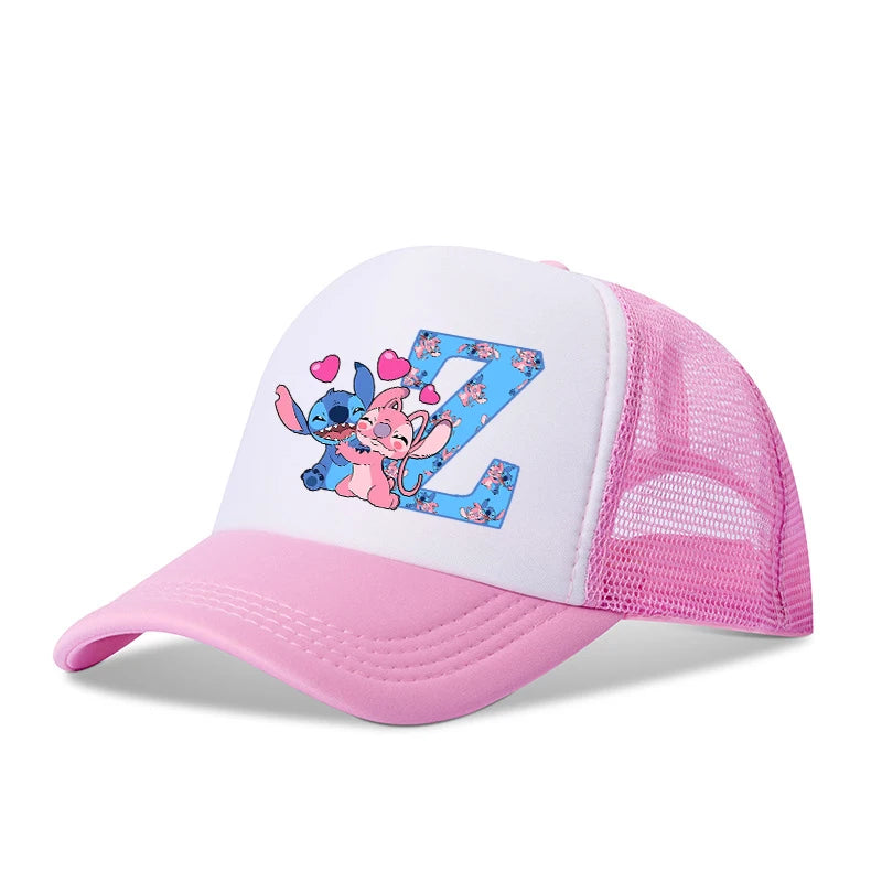 Stitch Disney Boys Girls Baseball Caps Letters A-Z