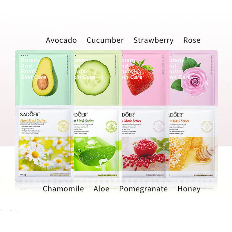 8pcs Natural Plant Face Mask Korean Cosmetics