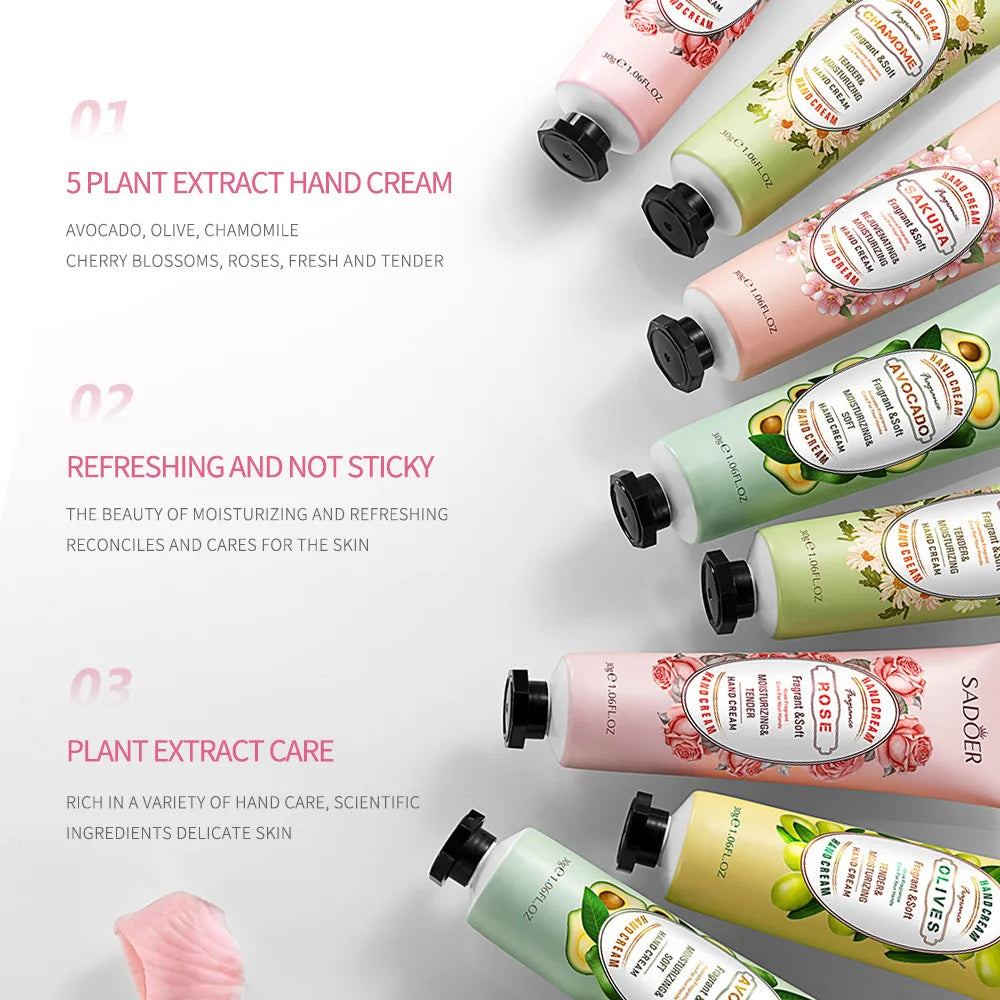 5Pcs/set  Fruit Plant Fragrance Hand Cream Sets