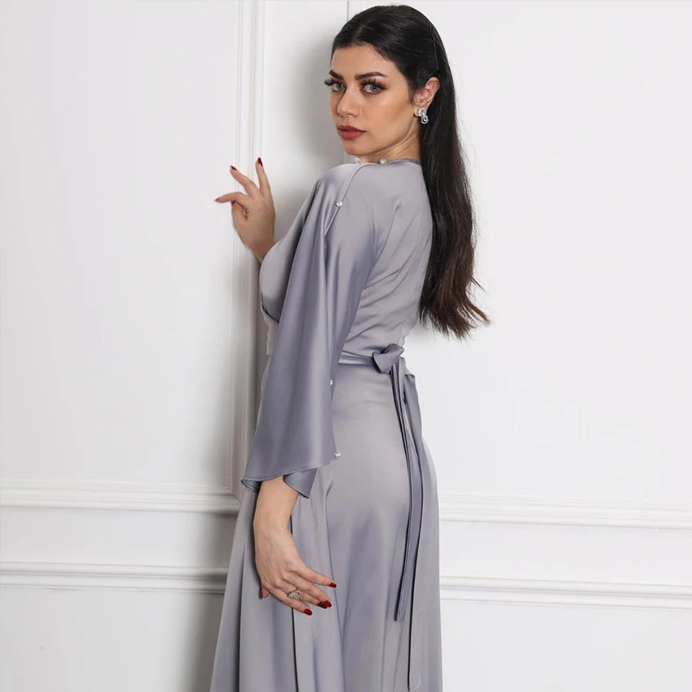 Flare Sleeve With Silver Balls Decoration Dress