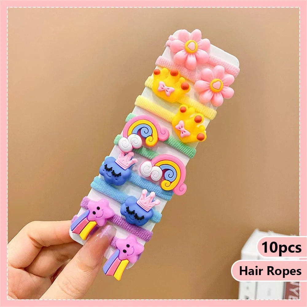 10Pcs/Set Cute Cartoon Children's Hair Ropes Princess