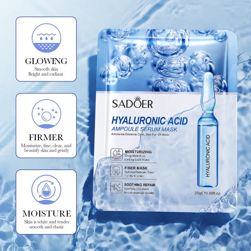 10pcs Hyaluronic Acid Facial Masks