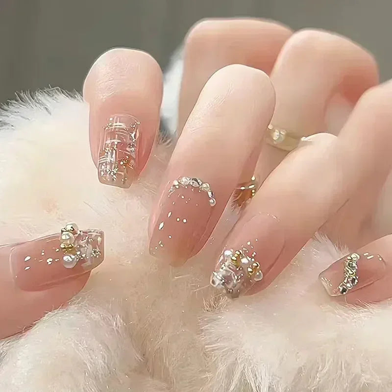 24Pcs Pearl Fake Nails