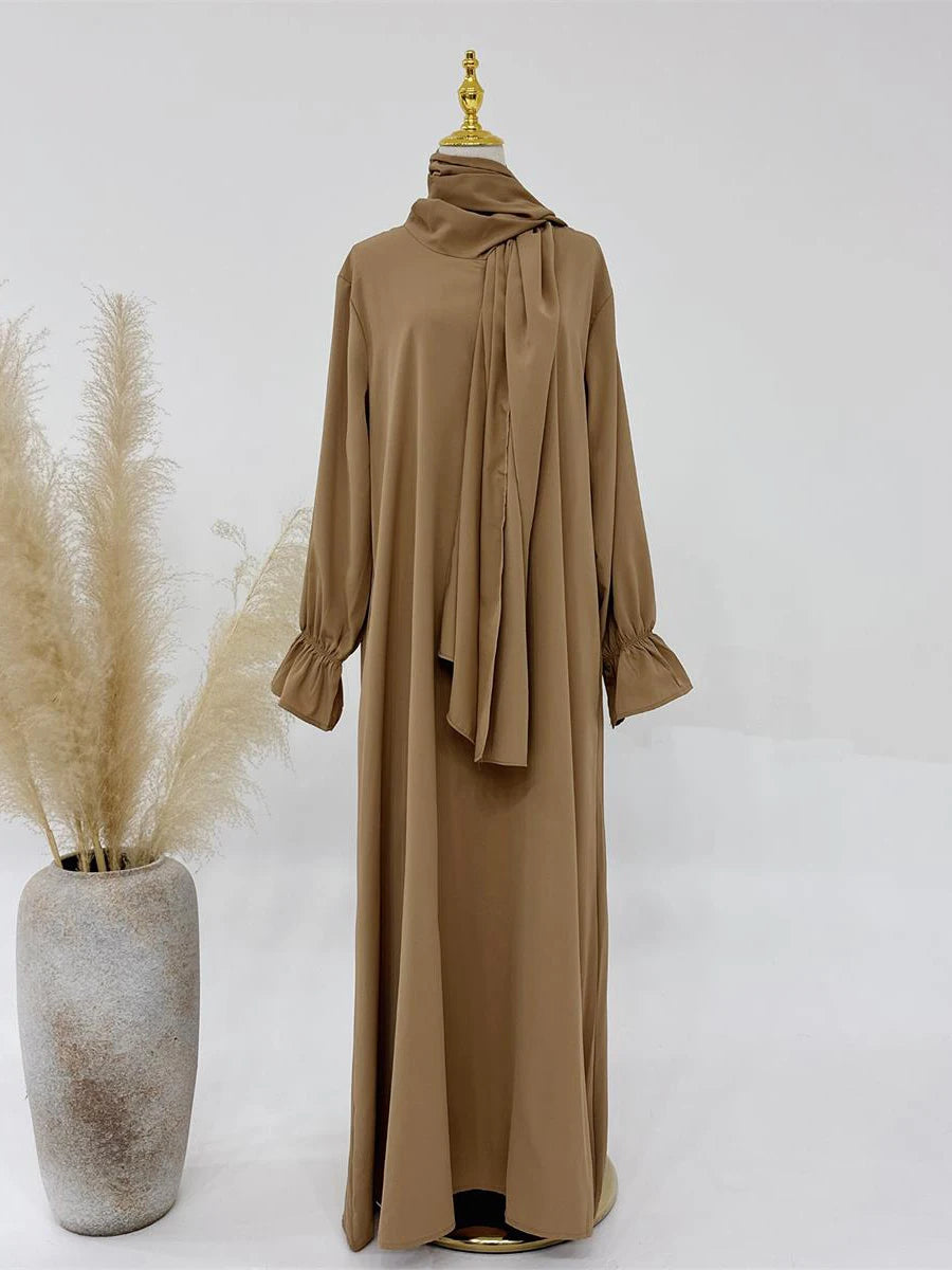 Dubai Dresses With Headscarf Flare Sleeve