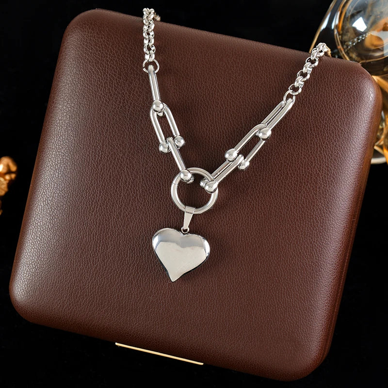 Stainless Steel Heart Love Pendant Necklace