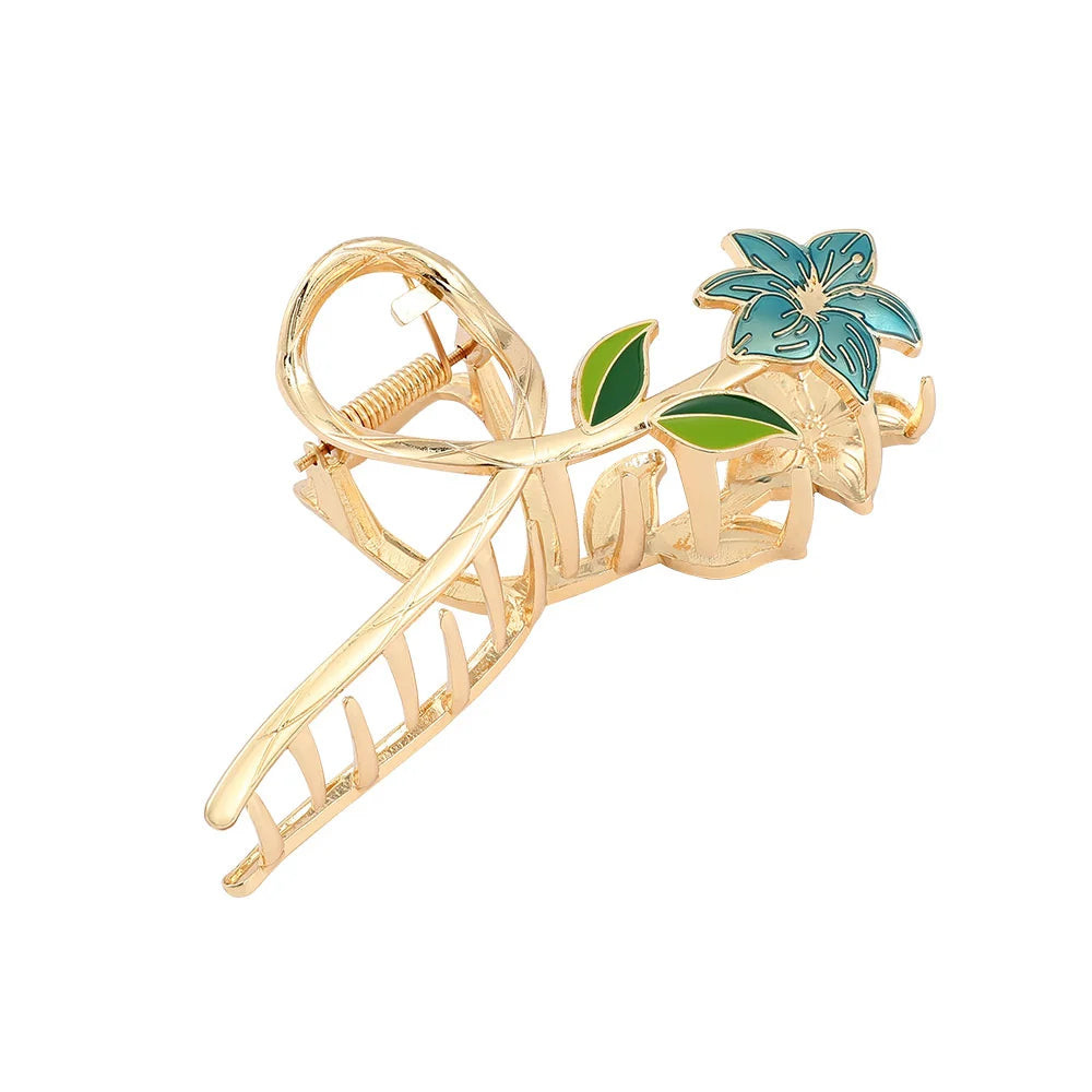 Fashion Flowers Hollow Metal Hair Claw