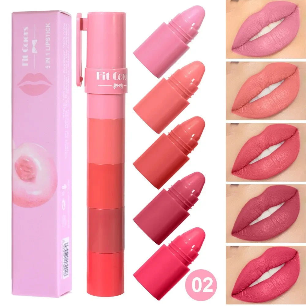 5 in 1 Matte Lipstick Pencil Kit Combo Velvet