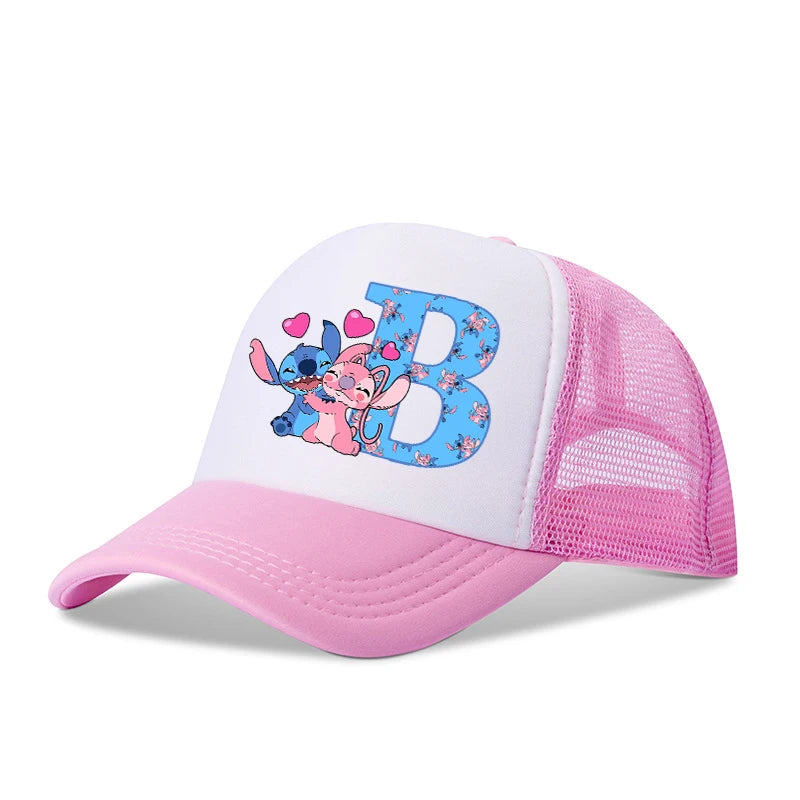 Stitch Disney Boys Girls Baseball Caps Letters A-Z