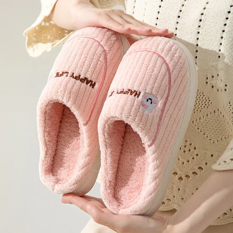 Fluffy Slippers  Plush Cotton Shoes