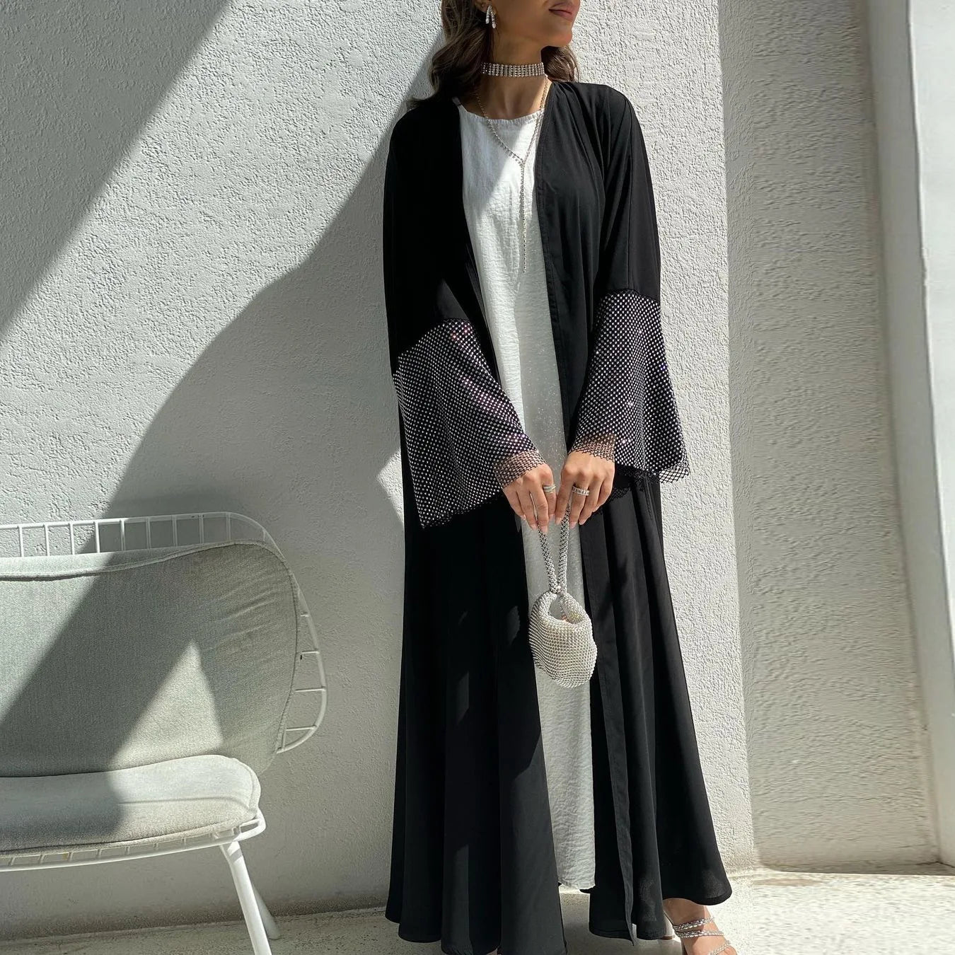 Trendy Abaya Net Sleeve