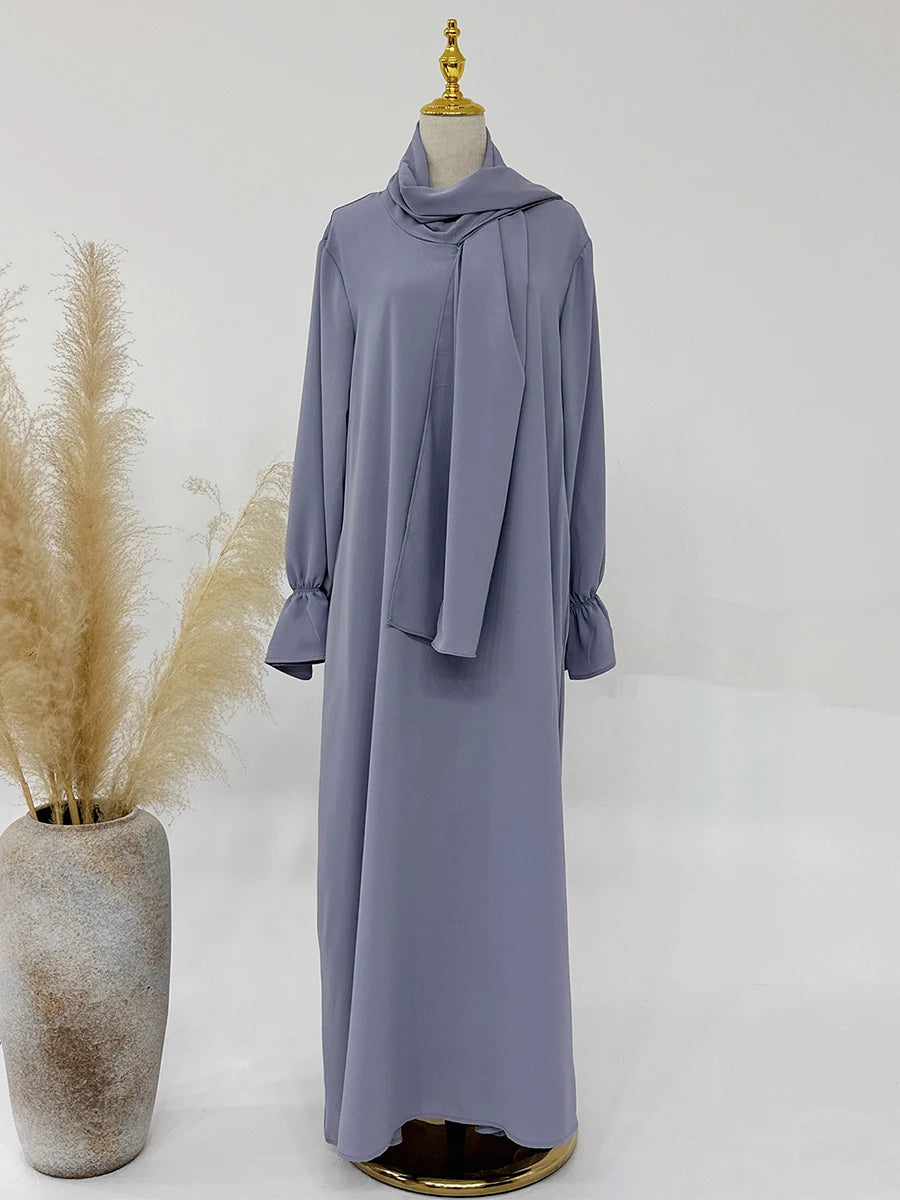 Dubai Dresses With Headscarf Flare Sleeve