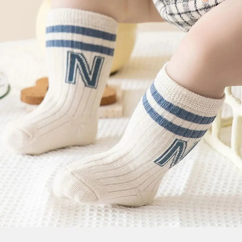 3 Pairs Baby Letter Socks Knit Soft Cotton