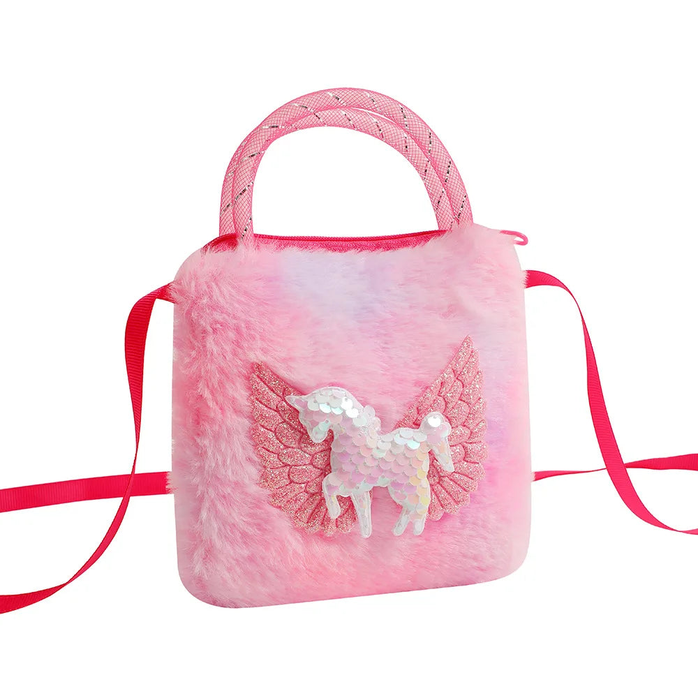 Unicorn Cartoon Plush Shoulder Bag