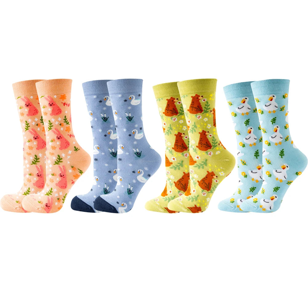 4 Pairs New Fashion Colorful Funny  Socks