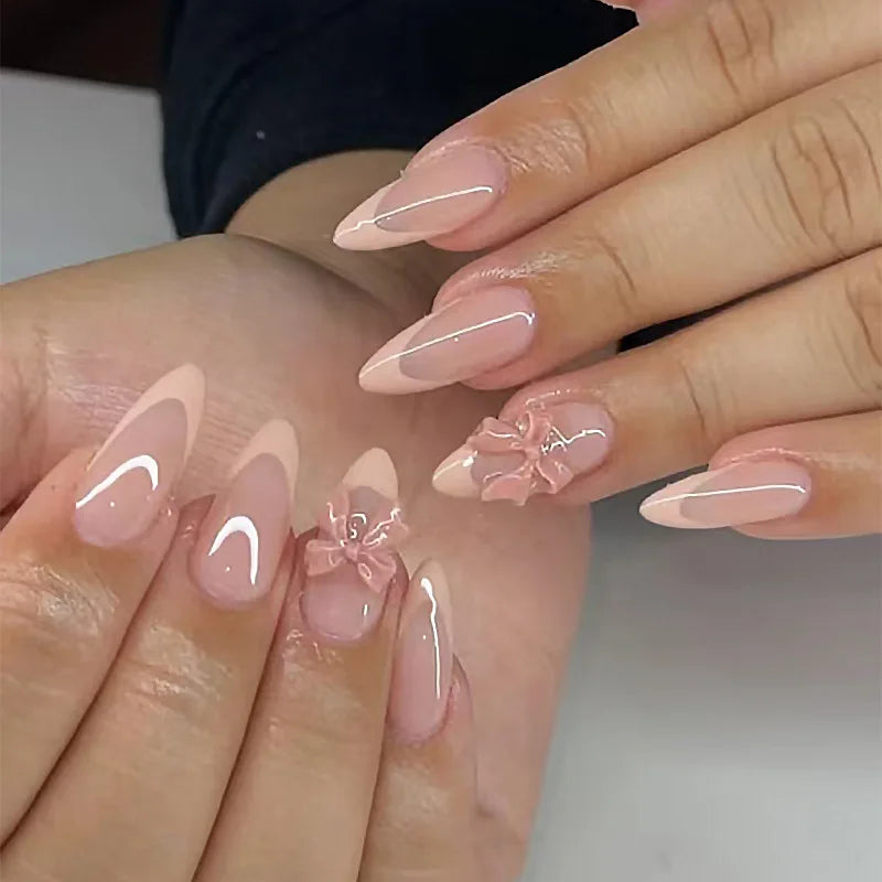 24Pcs Almond Fake Nails Long