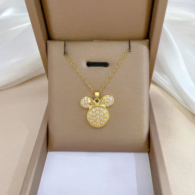 Mickey Mouse Studded with Zircon Necklace