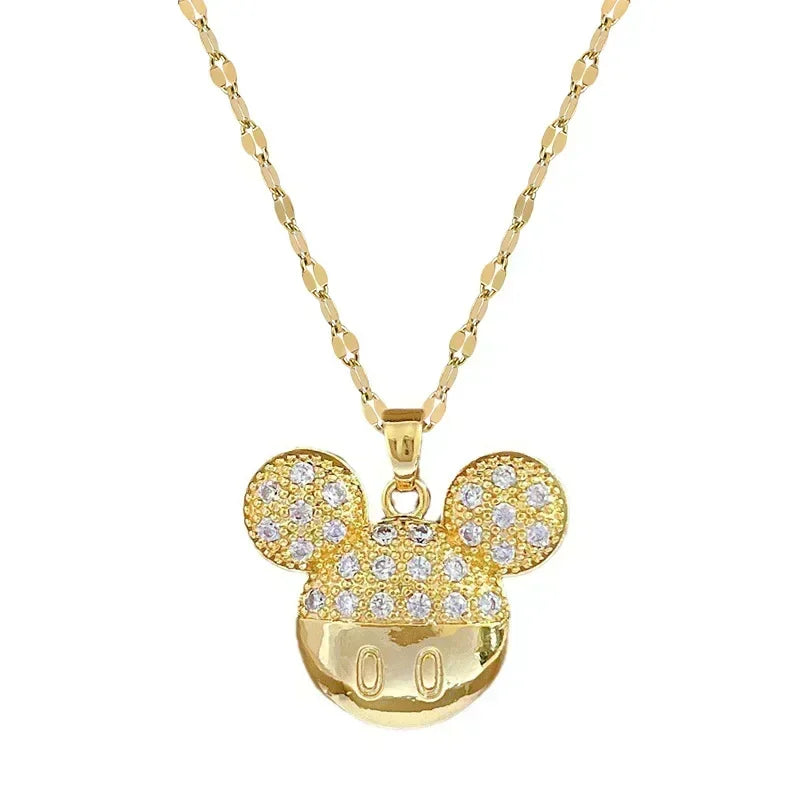 Mickey Mouse Studded with Zircon Necklace