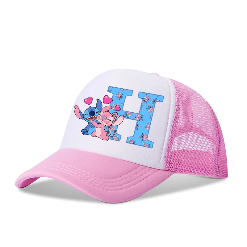 Stitch Disney Boys Girls Baseball Caps Letters A-Z