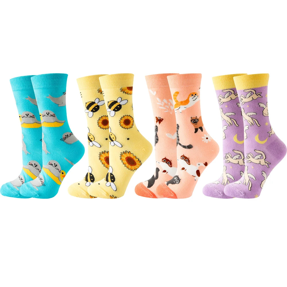 4 Pairs New Fashion Colorful Funny  Socks