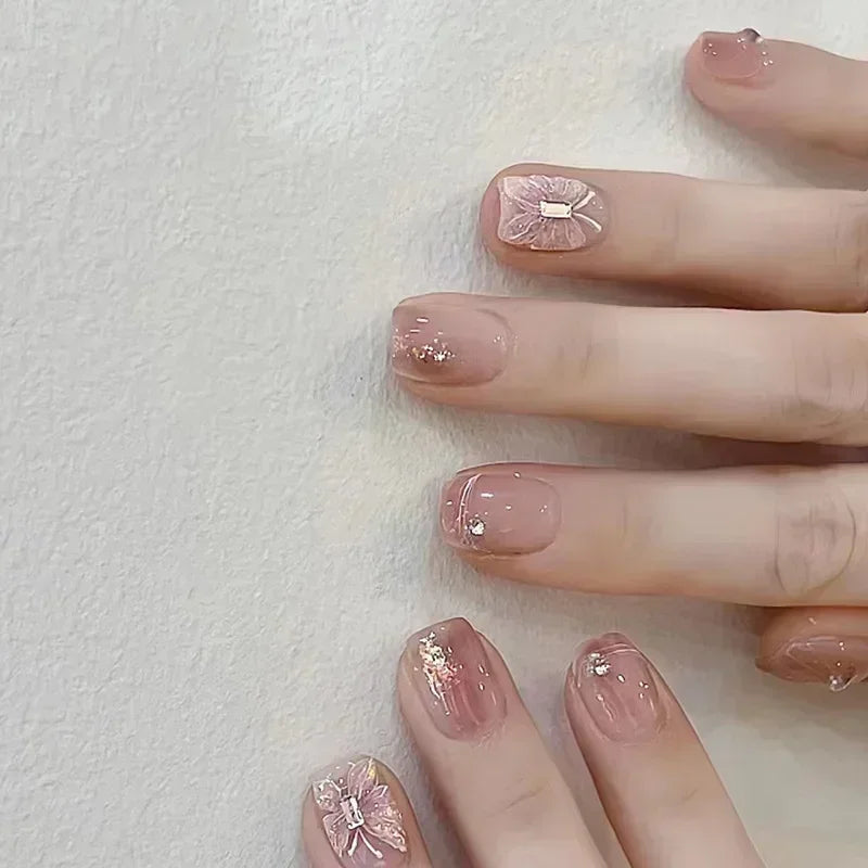 24Pcs Pearl Fake Nails