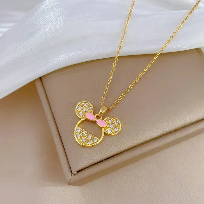 Mickey Mouse Studded with Zircon Necklace