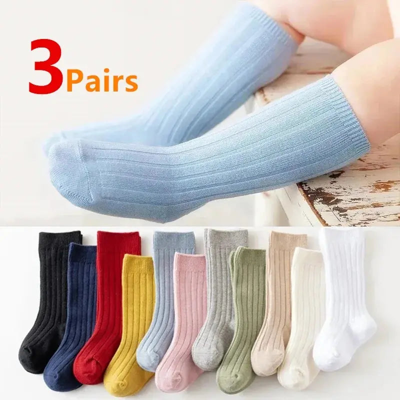 3Pairs/Lot Baby Knee High Socks