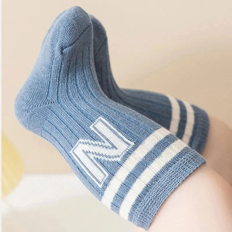 3 Pairs Baby Letter Socks Knit Soft Cotton