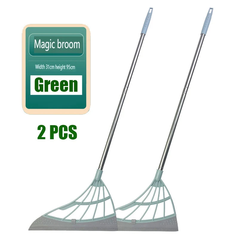 2PCS/Set  Magic Broom Window Washing Wiper Silicone Broom Floor Cleaning