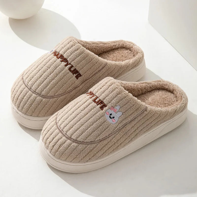 Fluffy Slippers  Plush Cotton Shoes