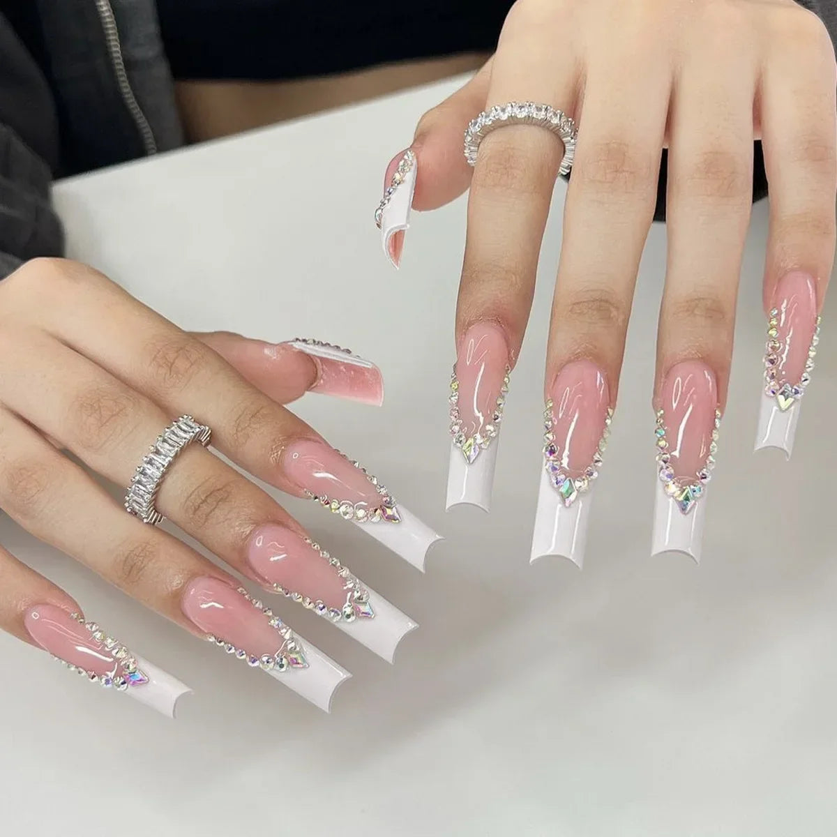 24Pcs Long Square False Nails