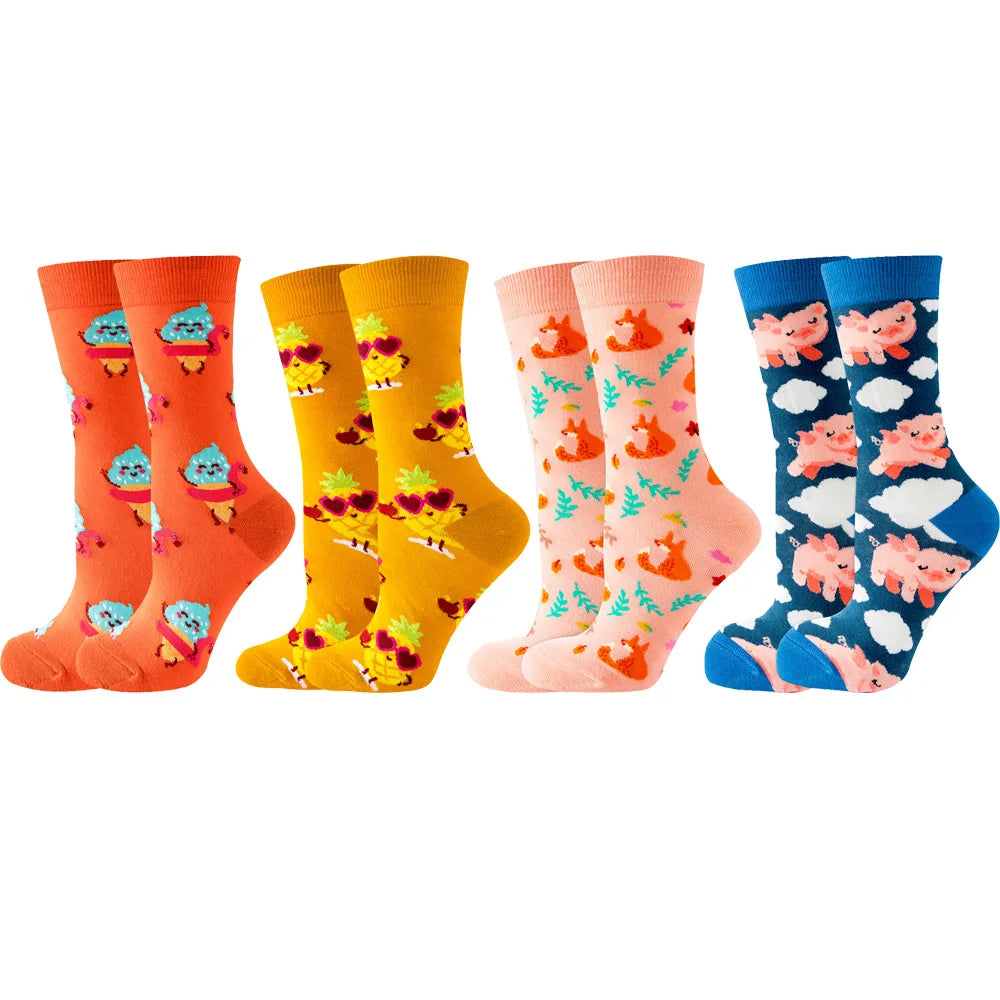 4 Pairs New Fashion Colorful Funny  Socks