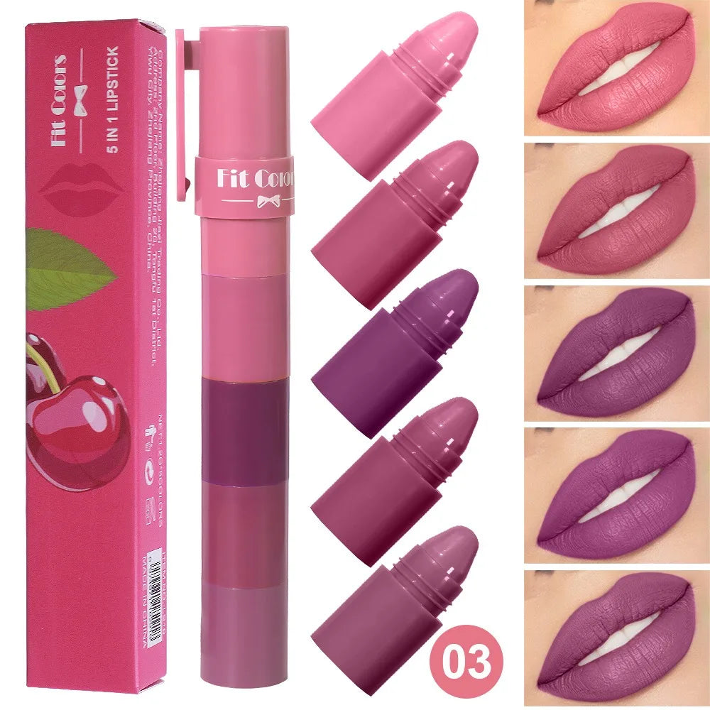 5 in 1 Matte Lipstick Pencil Kit Combo Velvet